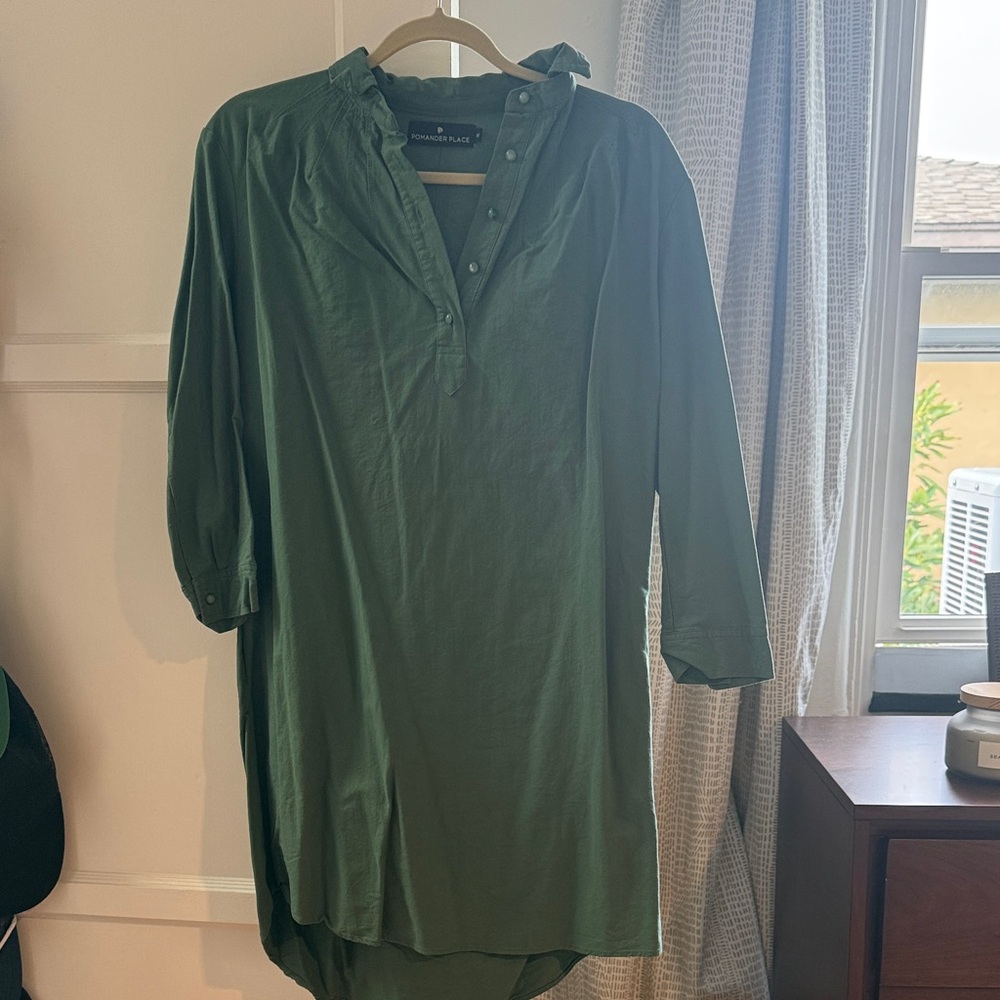 Pomander Place Sage Green Shirt Dress